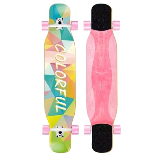 47" Skateboard Mädchen Longboards Kinder Skateboards Erwachsene für Anfänger, Longboards für Jungen, Longboard Skateboard für Cruising, Free Style, Downhill und Tanzen (Color : J) von HAQMG