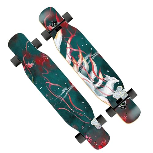 Longboard Skateboards Cruiser Double Kick Concave 46 Zoll Longboards für Mädchen Jungen, Pro Complete Skateboard Deck für Kinder Erwachsene Anfänger Extremsport (Color : E) von HAQMG