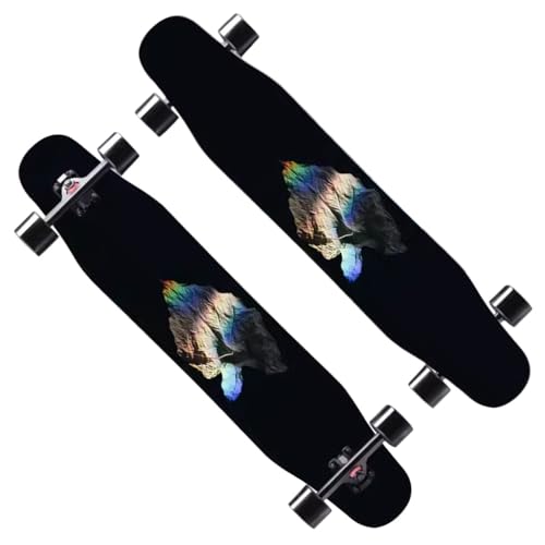 Longboard für Erwachsene und Teenager, Skateboard Anfänger Longboards für Mädchen Jungen, Longboard Komplettes Skateboard Tanzbrett 4 Rad Roller Skateboard Cruiser (Color : Style C) von HAQMG