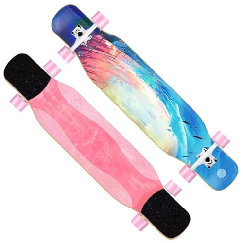 Longboard für Kinder Erwachsene Anfänger, Skateboard Longboards für Jungen Mädchen und Teenager, Longboard Komplettes Skateboard Surfskate für Downhill-Tanzen, Free-Style (Color : C) von HAQMG