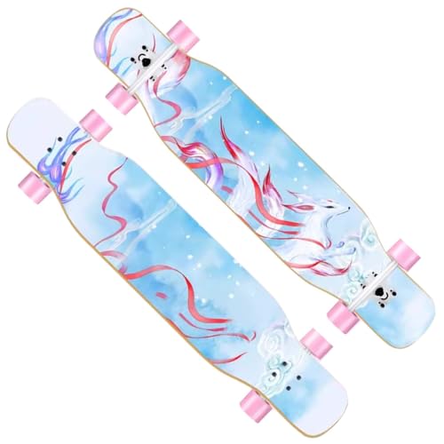 Longboard für Kinder Erwachsene Anfänger, Skateboard Longboards für Jungen Mädchen und Teenager, Longboard Komplettes Skateboard Surfskate für Downhill-Tanzen, Free-Style (Color : H) von HAQMG