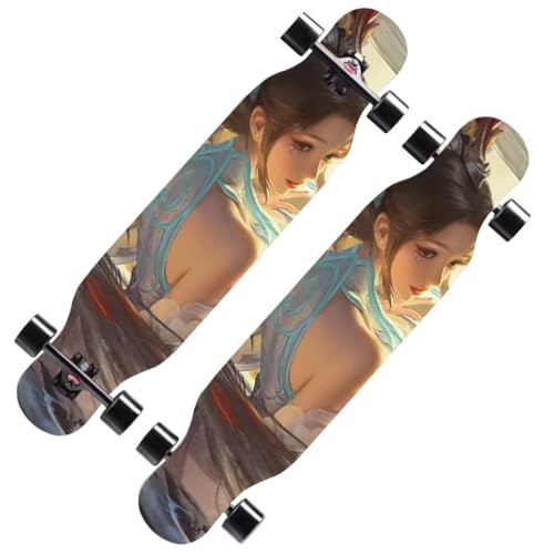 Longboards für Jungen Mädchen und Teenager, Skateboard Longboard für Kinder Erwachsene Anfänger, Longboard Komplettes Skateboard Surfskate für Downhill-Tanzen, Free-Style (Color : D) von HAQMG