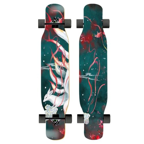 Longboards für Mädchen Jungen, 46 Zoll Pro Complete Longboard Skateboards Cruiser Double Kick Concave Skateboard Deck für Kinder Erwachsene Anfänger Extremsport (Color : F) von HAQMG
