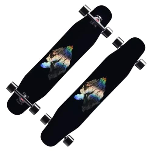 Longboards für Mädchen Jungen, Skateboard Anfänger Longboard für Erwachsene und Teenager, Longboard Komplettes Skateboard Tanzbrett 4 Rad Roller Skateboard Cruiser (Color : E) von HAQMG