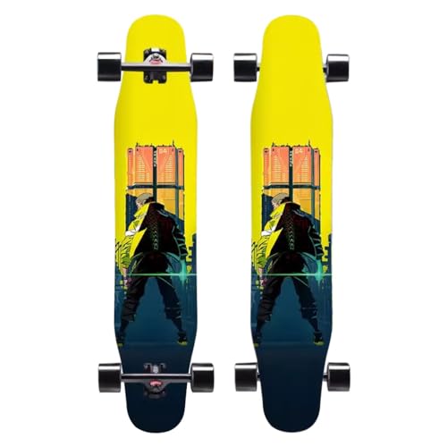 Skateboard Anfänger Longboards für Mädchen Jungen, Longboard für Erwachsene und Teenager, Longboard Komplettes Skateboard Tanzbrett 4 Rad Roller Skateboard Cruiser (Color : B) von HAQMG