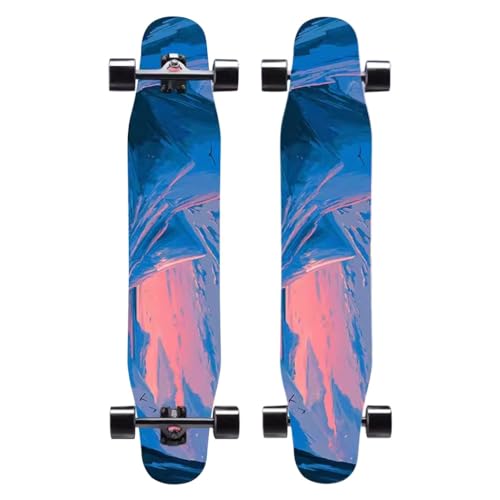 Skateboard Anfänger Longboards für Mädchen Jungen, Longboard für Erwachsene und Teenager, Longboard Komplettes Skateboard Tanzbrett 4 Rad Roller Skateboard Cruiser (Color : D) von HAQMG
