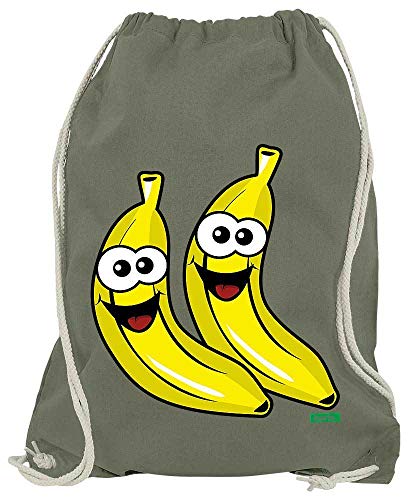 HARIZ Turnbeutel Bananen Lachend Früchte Sommer Inkl. Geschenk Karte Olive Grün One Size von HARIZ