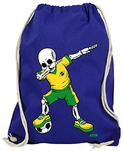 HARIZ Turnbeutel Fussball Dab Skelett Brasilien Land Trikot Plus Geschenkarte Royal Blau One Size von HARIZ