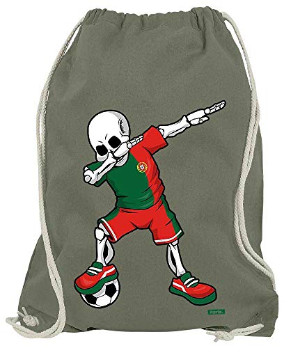HARIZ Turnbeutel Fussball Dab Skelett Portugal Trikot Mannschaft Inkl. Geschenk Karte Olive Grün One Size von HARIZ