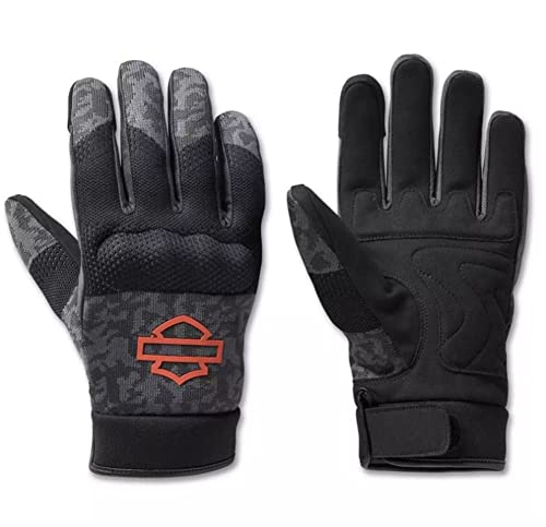 HARLEY-DAVIDSON Herren Handschuhe Dyna Textil Mesh schwarz/grau Bar & Shield Logo Motorrad-Handschuhe Biker Männer, L von Harley-Davidson
