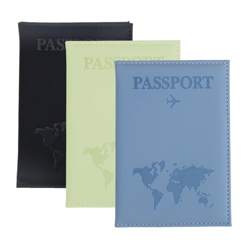 HASLED 3 Stücke Reisepasshülle, Reisepass Tasche, PU Leder Passport Holder, Reisezubehör für Männer und Frauen zur Aufbewahrung von Pässen und Kreditkarten von HASLED