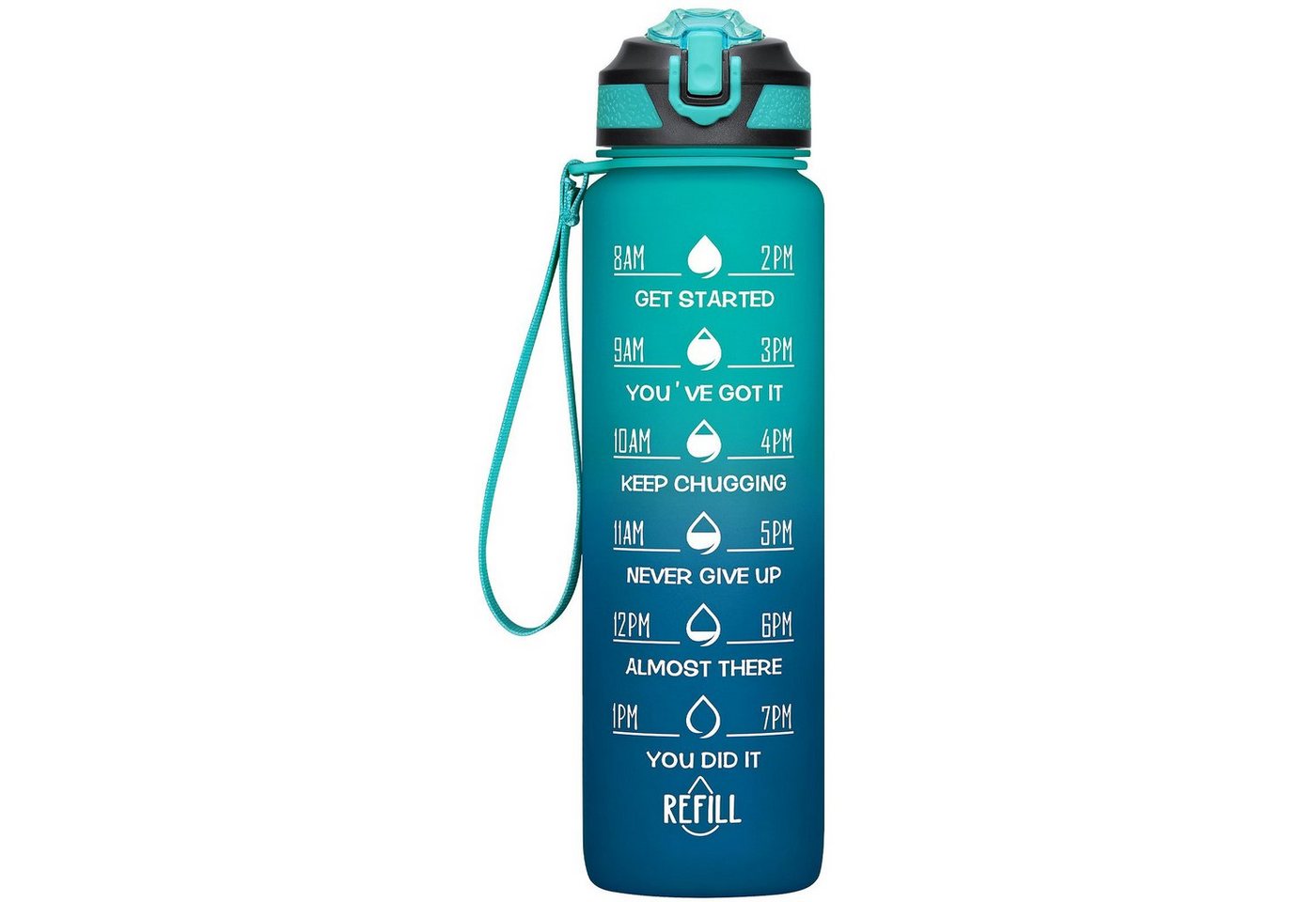 HAUSS SPLOE Trinkflasche Sport Wasserflasche Auslaufsicher Sportflasche, Zeitmarkierung und Strohhalm Fitness Outdoor Camping Fahrrad Wandern von HAUSS SPLOE