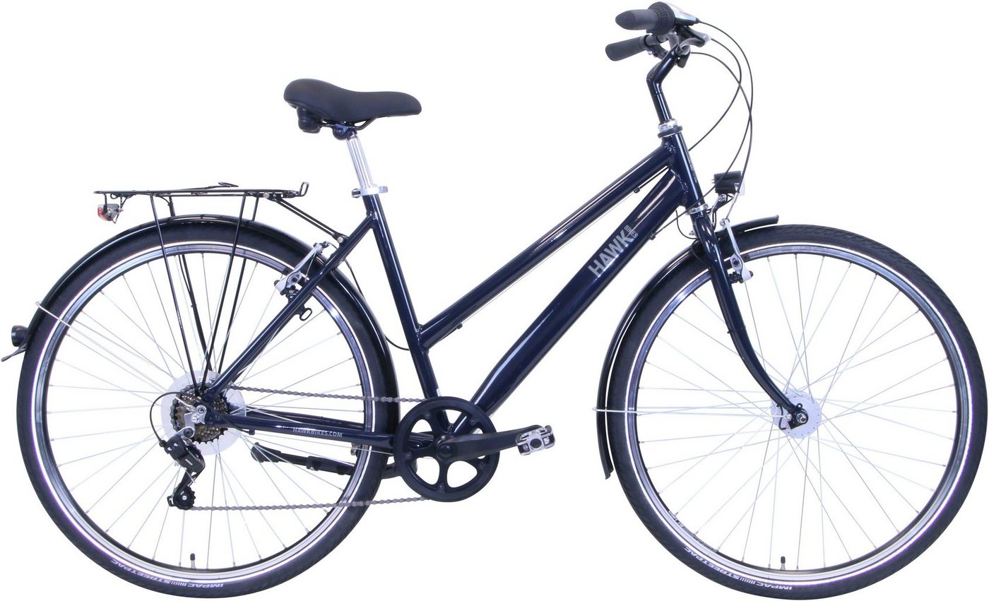 HAWK Bikes Cityrad CITYTREK EASY BLUE LADY, 7 Gang Shimano Tourney Schaltwerk, Kettenschaltung von HAWK Bikes