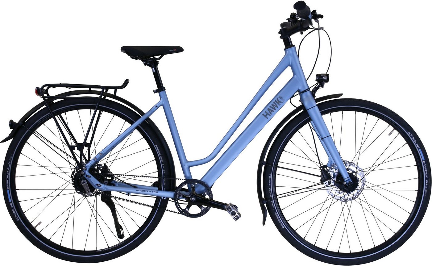 HAWK Bikes Trekkingrad HAWK Trekking Lady Super Deluxe Skye blue, 8 Gang Shimano Nexus Schaltwerk von HAWK Bikes