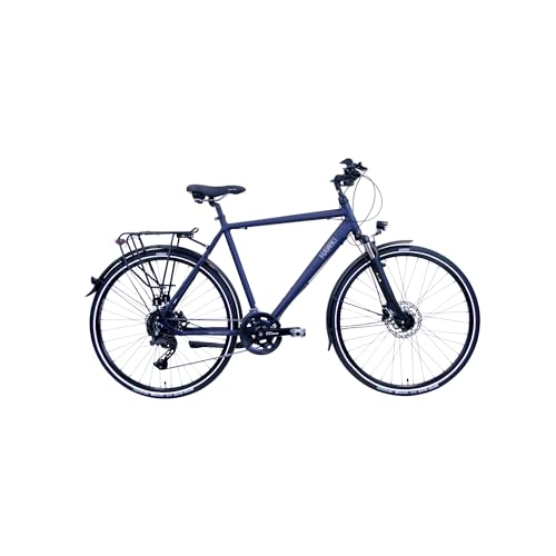 HAWK Trekking Gent Deluxe Fahrrad Herren 57cm Rahmenhöhe I Bike mit Shimano CUES Kettenschaltung & Beleuchtung I Allrounder I Ozeanblau von HAWK