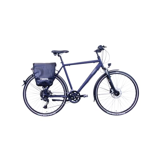 HAWK Trekking Gent Deluxe Plus Fahrrad Herren inkl. Tasche, 57cm I Bike mit Shimano CUES Kettenschaltung & Beleuchtung I Allrounder I Ozeanblau von HAWK
