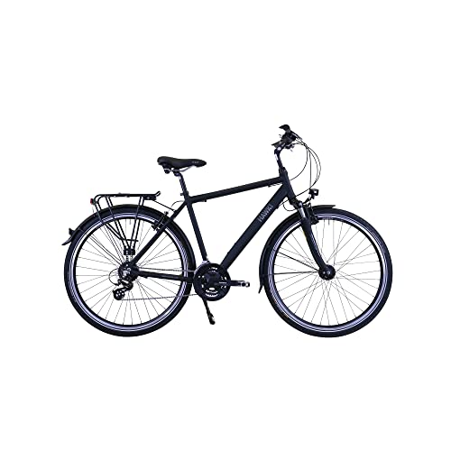 HAWK Trekking Gent Premium Fahrrad Herren 52 cm I Tolles Trekkingrad mit Microshift 24 Gang Kettenschaltung & LED Beleuchtung I Allrounder I Schwarz von HAWK