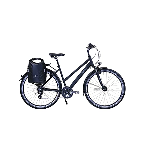 HAWK Trekking Lady Premium Plus Fahrrad Damen inkl. Tasche, 48 cm I Bike mit Microshift 24 Gang Kettenschaltung & Beleuchtung I Allrounder I Schwarz von HAWK