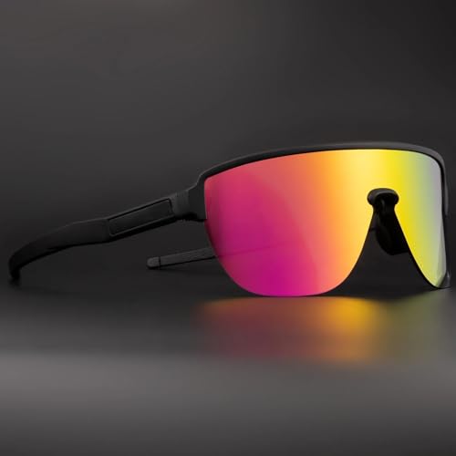 HAZARA MTB Radfahren Gläser UV400 Sport Reiten Laufen Sonnenbrillen for Männer Frau Rennrad Brille Fahrrad Schutz Brillen A (Farbe : Black) von HAZARA