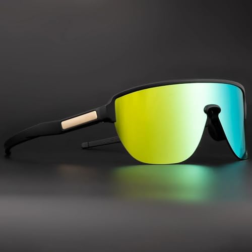 HAZARA MTB Radfahren Gläser UV400 Sport Reiten Laufen Sonnenbrillen for Männer Frau Rennrad Brille Fahrrad Schutz Brillen A (Farbe : Grün) von HAZARA