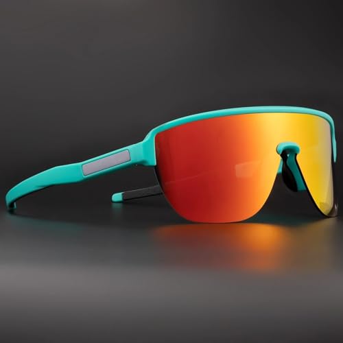 HAZARA MTB Radfahren Gläser UV400 Sport Reiten Laufen Sonnenbrillen for Männer Frau Rennrad Brille Fahrrad Schutz Brillen A (Farbe : Red) von HAZARA