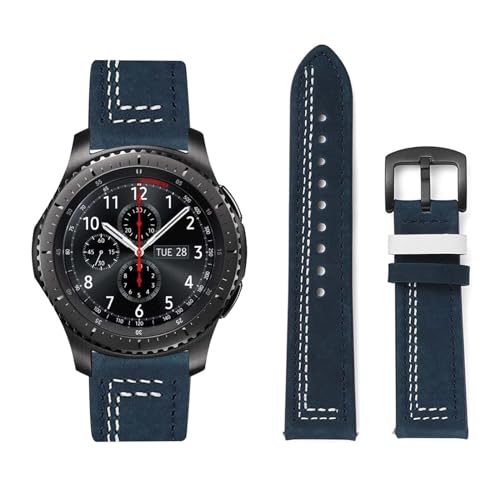 Lederarmband Kompatibel für Samsung Galaxy Watch 46mm Armband Leder 22MM Armband Weiches Echtleder für Herren Damen Ersatzarmband Einstellbar Armbänder mit Samsung Galaxy Watch 46mm (M,22mm) von HAZARA