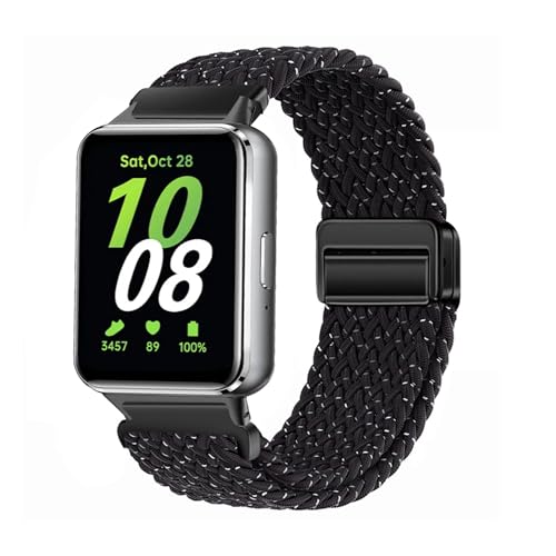 Nylon Armband für Samsung Galaxy Watch Fit 3 Armband Magnetisch Armbänder Ersatzarmband Solo Loop Elastisches Verstellbares Armband mit Samsung Galaxy Watch Fit 3 Sportarmband (BB,Fit 3) von HAZARA