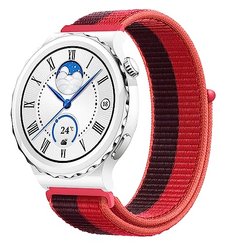 Nylon Armband mit Huawei Watch GT3 Pro 43MM Armband Solo Loop Nylon für Damen Herren Verstellbare Nylon Klett 22MM Ersatzband Sport Armbänder für Huawei Watch GT3 Pro 43MM (P,GT3 Pro 43mm) von HAZARA