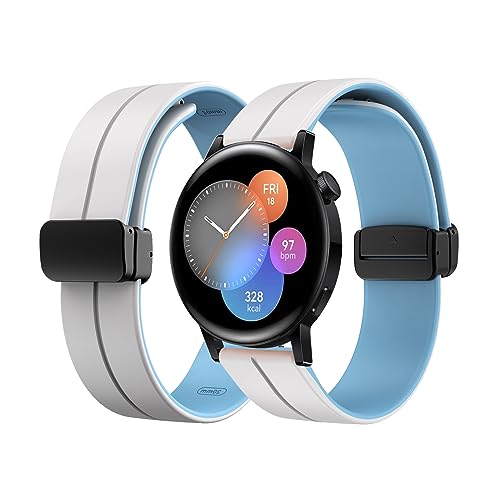 Silikon Armband für Huawei Watch GT3 42mm Magnetisch Armband 20mm Ersatzarmband Sport Silikon Weiches Armbänder mit Herren Damen Sportarmband mit Huawei Watch GT 3 42mm Ersatzband (13,20MM) von HAZARA