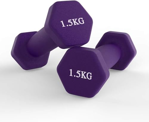 Neopren-Hanteln für Zuhause, Fitnessstudio, Fitness, 2 Stück – 1,5 kg (Dunkelviolett) von HCFGS