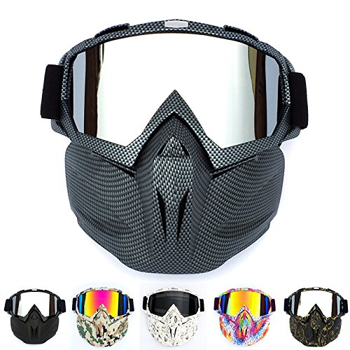 HCMAX Motorrad Schutzbrillen Brille Abnehmbare Gesichtsmaske Helm Nebelfest Winddicht Fahrradbrille zum Offroad Reiten Passen Männer Frau von HCMAX