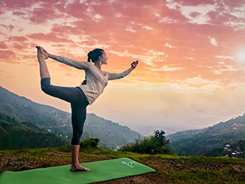 HD Fitness rutschfeste Yoga Matte mit Tasche & Trageband | Sportmatte Pilatesmatte Gymnastikmatte aus TPE | Hautfreundlich & phalatfrei GRÜN 183 x 61 cm Dicke 0.8 cm von HD Fitness