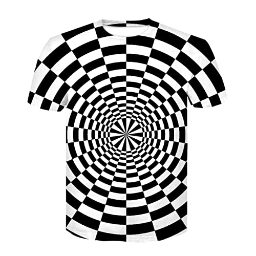 HDHGKYY Dreidimensionales schwarz-weißes Tunnel 3D T-Shirt Sommer schnell trocknende Kleidung Unisex Top Rundhalsausschnitt Kurzarm von HDHGKYY