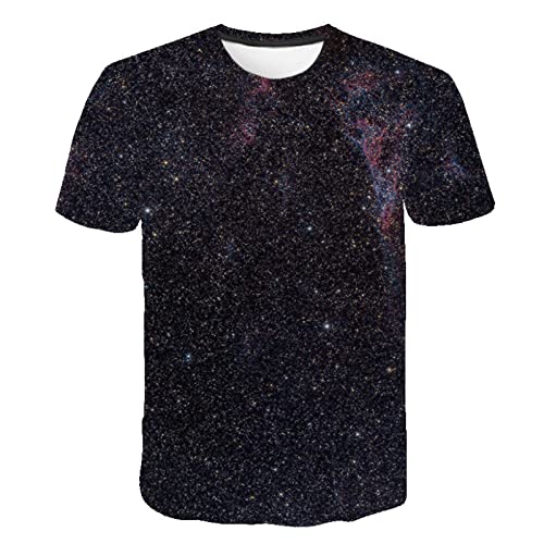 HDHGKYY Schwarzes Sternenhimmel 3D T-Shirt Sommer Schnelltrocknende Kleidung Unisex Top Rundhalsausschnitt Kurzarm von HDHGKYY