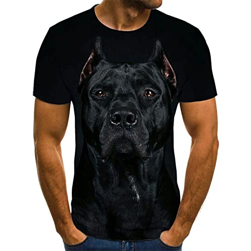 HDHGKYY Tier Schwarzer Hund 3D T-Shirt Sommer Schnelltrocknende Kleidung Unisex Top Rundhalsausschnitt Kurzarm von HDHGKYY