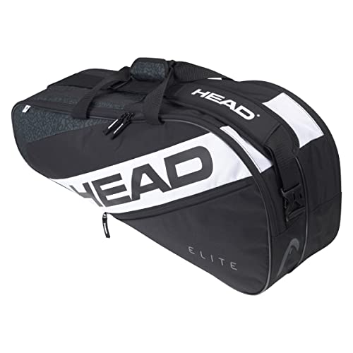 HEAD Unisex – Erwachsene Elite Tennistasche, schwarz/weiß, 6R von HEAD