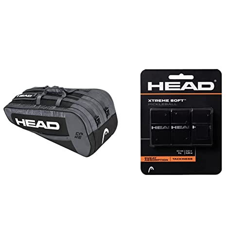 HEAD 9R, Schwarz/Weiss, 9 Racquets & Unisex-Erwachsene Xtremesoft Griffband, schwarz, Einheitsgröße von HEAD