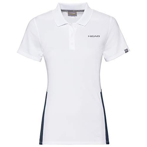 HEAD Damen Club Tech Shirt W Polos, White/Darkblue, XS EU von HEAD