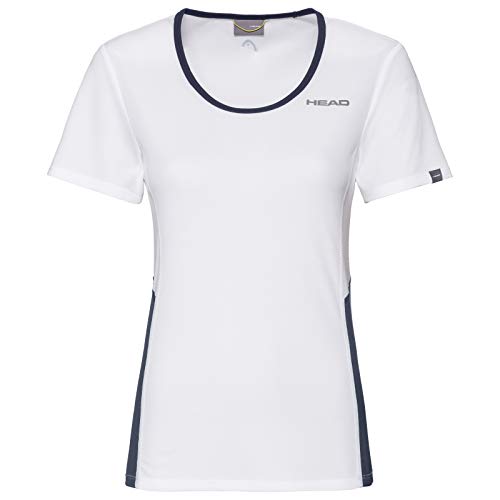 HEAD Damen Club Tech T-shirt W T shirts, White/Darkblue, S EU von HEAD