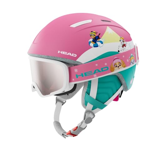 HEAD MAJA PAW SET Ski- und Snowboardhelm inkl. Brille, Paw Patrol Design, Rosa/Türkis von HEAD