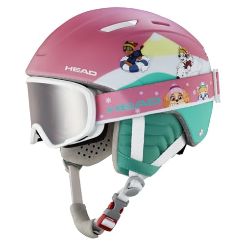 HEAD MAJA PAW SET Ski- und Snowboardhelm inkl. Brille, Paw Patrol Design, Rosa/Türkis von HEAD