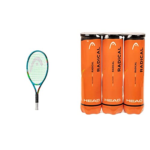 HEAD Novak 23 Tennisschläger, Blau, Griffstärke 05, 6-8 Jahre & Radical Tennisball (3 x 4 Stück) Amazon Exclusive von HEAD