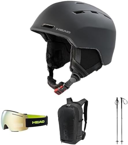 HEAD Ski Starter Set: VICO Skihelm + F-LYT Skibrille + KORE Backpack + KORE Free Tour Skistöcke von HEAD