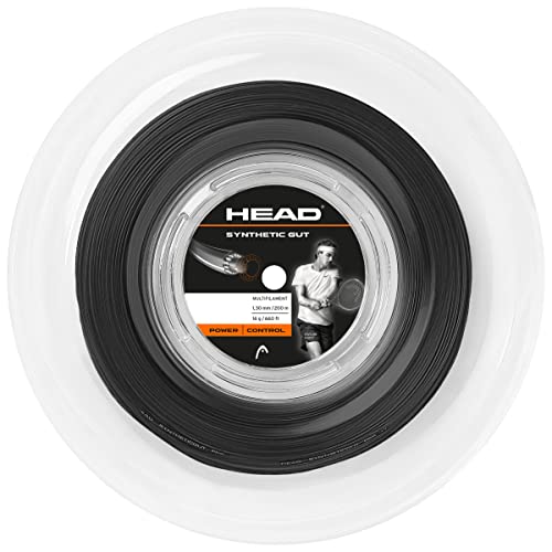 HEAD Unisex-Adult Synthetic Gut (200m Reel) Tennis-Saite, Schwarz, 1.30 mm / 16 g von HEAD