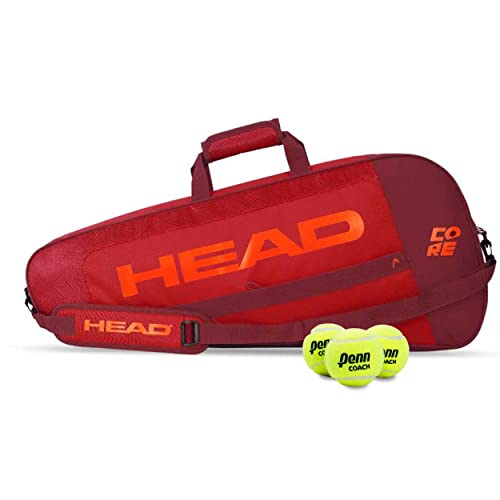 HEAD Core 3R Combi Tennisschlägertasche – 6 Schläger Tennisausrüstung Duffle Bag, rot/dunkelrot, groß von HEAD