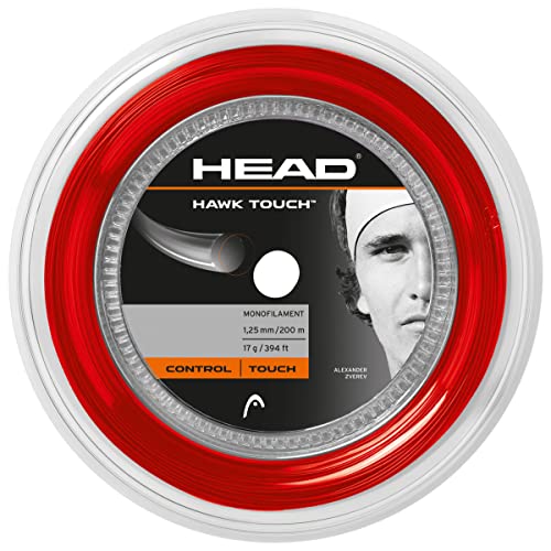 HEAD Unisex-Adult Hawk Touch Rolle 120m Tennis-Saite, Rot, 1.30 mm / 16 g von HEAD