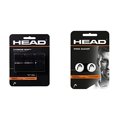 HEAD Unisex-Erwachsene Xtremesoft Griffband, schwarz, Einheitsgröße & Schlägerzubehör Pro Damp 2er Tennissaite, White, 1size von HEAD