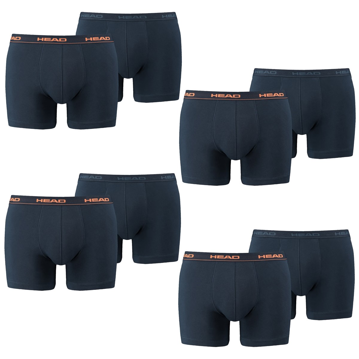 MULTIPACK BOXERS 8 PACK Head Herren Boxer Boxershorts Basic Pant Unterwäsche  S, 493 - Peacoat/Orange von HEAD