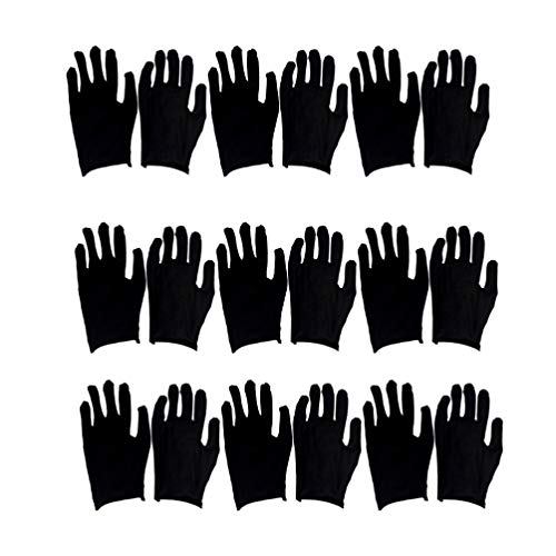 HEALLILY 12 Paar schwarze Arbeitshandschuhe Schutzhandschuhe aus weichem Baumwollfutter ausziehbarer Handschuh für Malerarbeiten zu Hause Jäten Größe M dünn, verdicken, 12 paio (Confezione da 1) von HEALLILY
