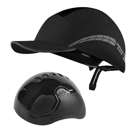 HEARMOR Lightweight Bump Cap with Reflective Stripes, Breathable Baseball Cap Style, Head Protection Hard Hat for Men Women,Black von HEARMOR